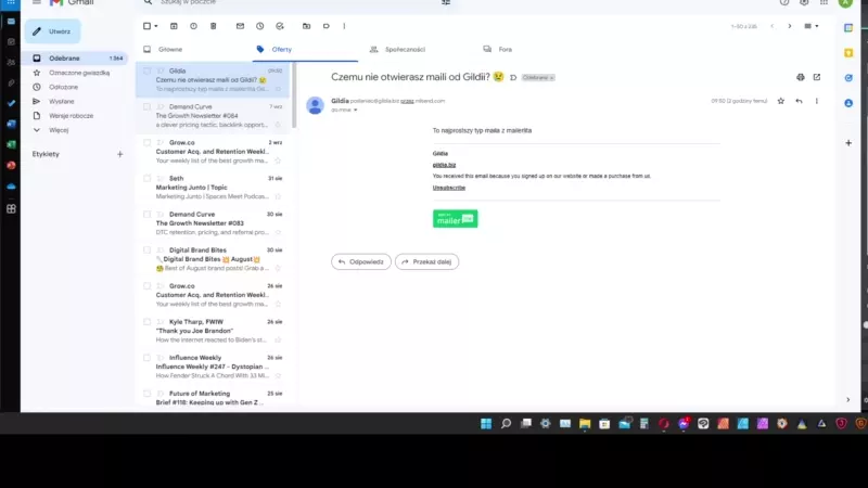aswebdesign         Opis: Zrzut ekranu komputera przedstawiający wiadomość e-mail omawiającą usługi projektowania stron internetowych i prezentującą stronę internetową utworzoną w Chojnicach.